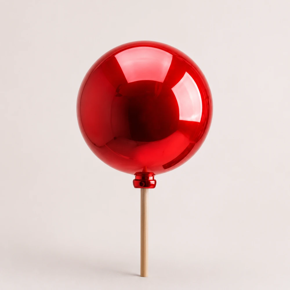 Kerstbal op stok in rood